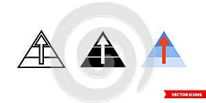 Maslow pyramid icon of 3 types. Isolated vector sign symbol.