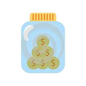 Mason jar bottle with coins