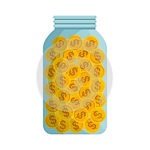 Mason jar with coins