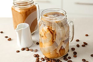 Mason jar with cold brew coffee