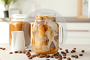 Mason jar with cold brew coffee