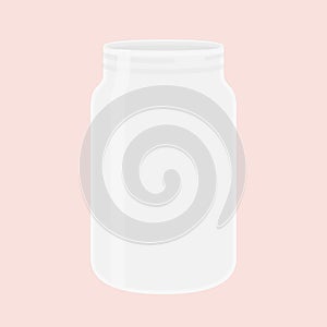 Mason jar in flat vector style. Glass, cup for smoothie.
