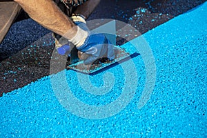 Mason leveling artificial rubber coating