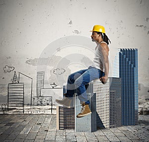 Mason in a miniature city