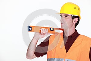 Mason with spirit level