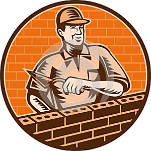 Mason worker brick layer trowel photo
