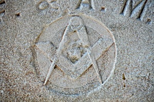 Masonic coner stone on vintage building