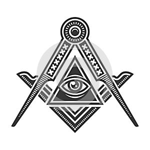 Masonic Freemasonry Emblem Icon Logo. Vector