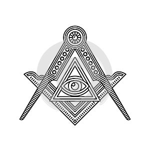 Masonic Freemasonry Emblem Icon Logo on White Background. Vector photo