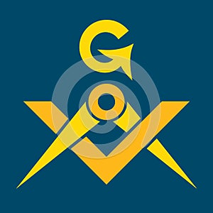 Masonic Square and Compasses (Sacral Emblem of Secret fraternity) photo