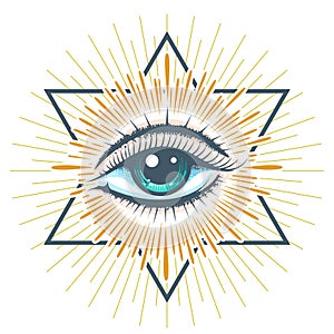 Masonic Symbol All seeing Eye of Providence Colored Emblem