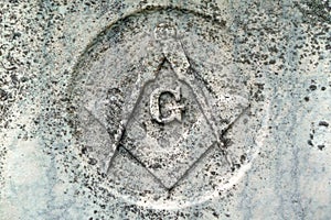 Masonic symbol detail on nineteenth century grave