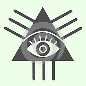 Masonic symbol solid icon. All seeing masons eye triangle glyph style pictogram on white background. Eye Of Providence