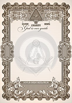 Masonic symbols on a blank letterhead for creating documents.