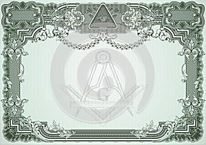 Masonic symbols on a blank letterhead for creating documents. photo