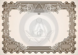 Masonic symbols on a blank letterhead for creating documents. photo