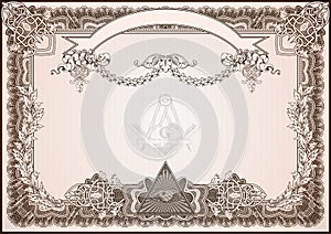 Masonic symbols on a blank letterhead for creating documents. photo