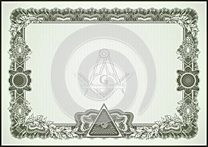 Masonic symbols on a blank letterhead for creating documents. photo