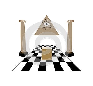 Masonic temple symbol vector illustration on white