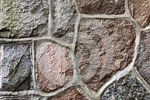 Masonry stone abstract texture on ancient foundation of cathedral. Old tile pattern