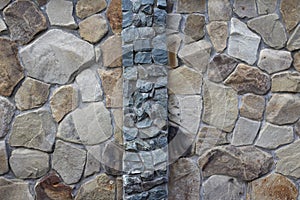 Masonry stone grunge texture background. Modern slate outdoor decorative rocks. Tile textured of general layout of stones masonry