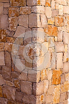 Masonry stone wall corner detail construcion work
