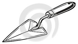 A masonry trowel tool for construction, line drawing, vector design Generative AI