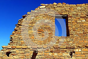 Chaco Culture National Historical Park, Sky Window in Anasazi Ruins at Pueblo del Arroyo, New Mexico photo