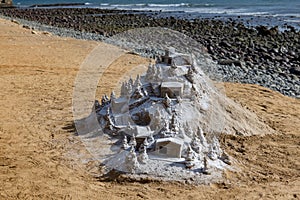 Maspalomas Sand Sculptures on the beach of Meloneras, Gran Canaria, Spain