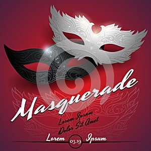 Masquerade ball party invitation poster
