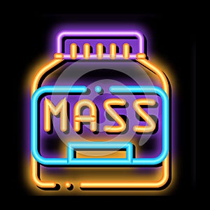 Mass Bottle Sport Nutrition neon glow icon illustration