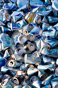 Mass of crushed beer cans