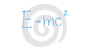 Mass-energy equivalence formula written on glass, laws of classical physics