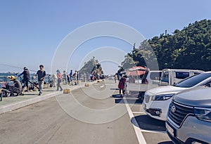 Mass fishing avocation of korean people in Busan