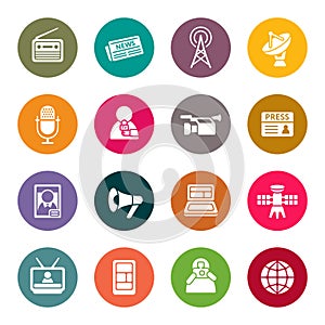 Mass media icon set. Vector Illustration