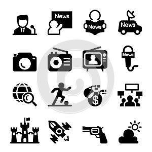 Mass media & news icon set