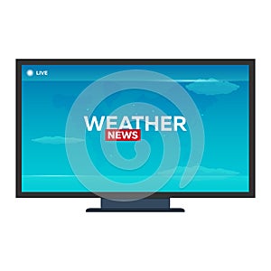 Mass media. Weather news. Breaking news banner. Live. Television studio. TV show.