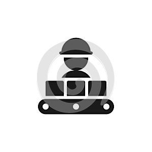 Mass production, conveyor icon - Vector. Simple element illustration from UI concept. Mass production, conveyor icon - Vector.