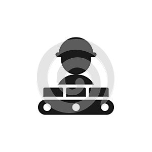 Mass production, conveyor icon - Vector. Simple element illustration from UI concept. Mass production, conveyor icon - Vector.