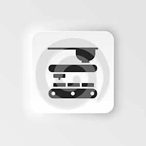 Mass production, conveyor neumorphic style vector icon. Simple element illustration from UI concept. Mass production