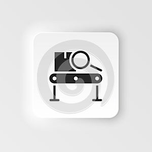 Mass production, conveyor neumorphic style vector icon. Simple element illustration from UI concept. Mass production