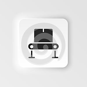 Mass production, conveyor neumorphic style vector icon. Simple element illustration from UI concept. Mass production