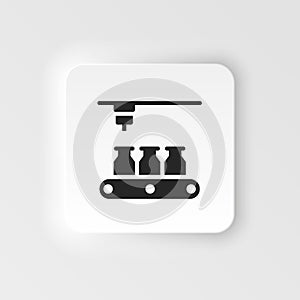 Mass production, conveyor neumorphic style vector icon. Simple element illustration from UI concept. Mass production
