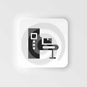 Mass production, conveyor neumorphic style vector icon. Simple element illustration from UI concept. Mass production