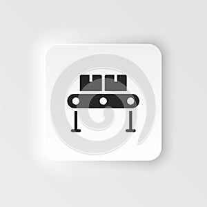 Mass production, conveyor neumorphic style vector icon. Simple element illustration from UI concept. Mass production