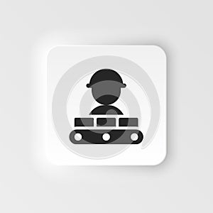 Mass production, conveyor neumorphic style vector icon. Simple element illustration from UI concept. Mass production