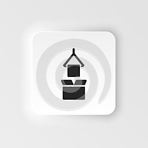 Mass production, package, placement neumorphic style vector icon. Simple element illustration from UI concept. Mass