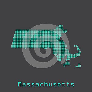 Massachusetts abstract dots state map. Dotted style.