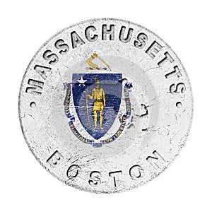 Massachusetts Flag Button with Map
