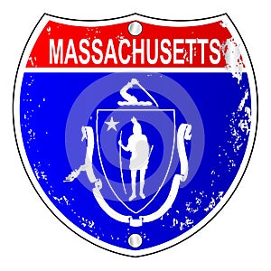 Massachusetts Flag Icons As Interstate Sign